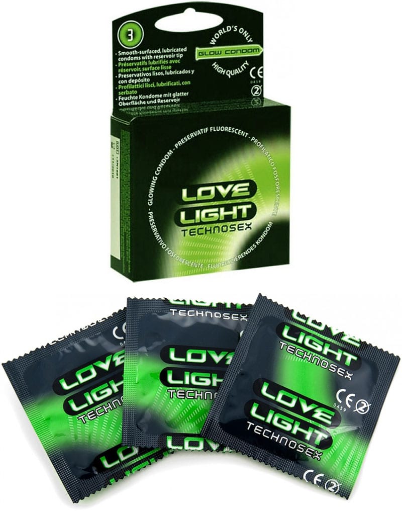 Love Light Technosex | Pack de 3 préservatifs phosphorescents