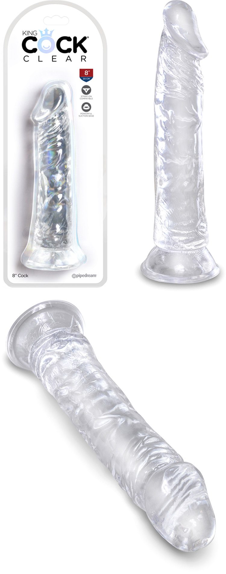 King Cock Clear | Transparenter realistischer Dildo | 20 cm