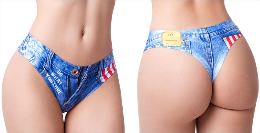 Memème String Jeans American - Bleu