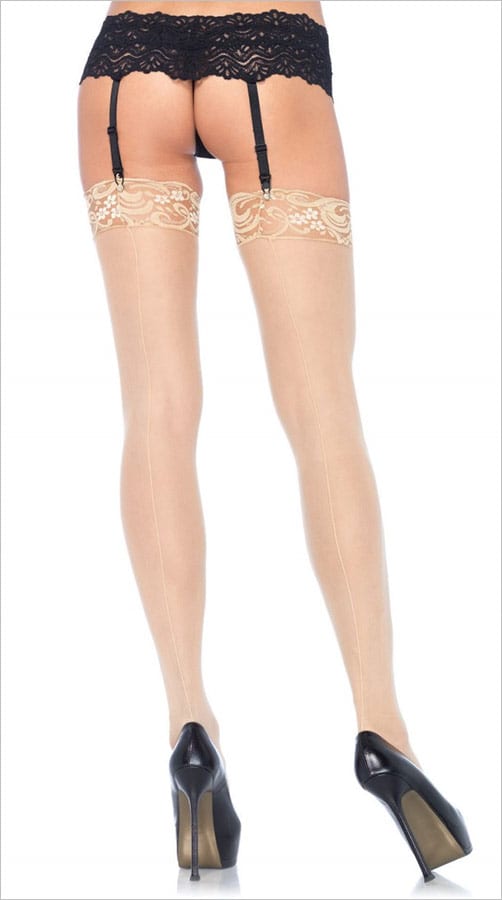 Leg Avenue Bas Sheer Lace Top - Beige