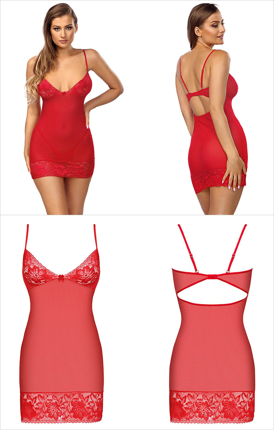 Anais Vanessa | Sexy rote Chemise, die sich elegant anschmiegt