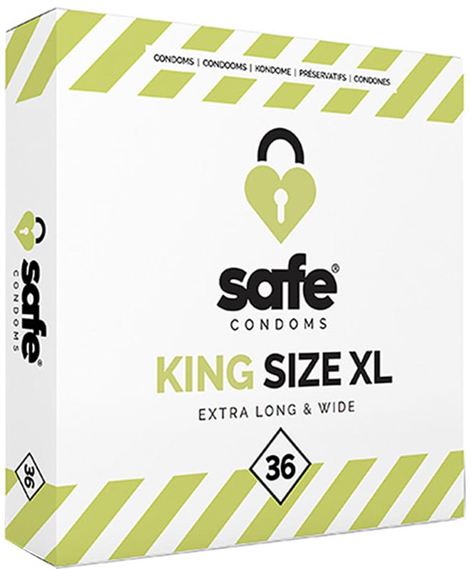 Safe King Size XL Extra Long & Wide | 36 préservatifs extra long et large