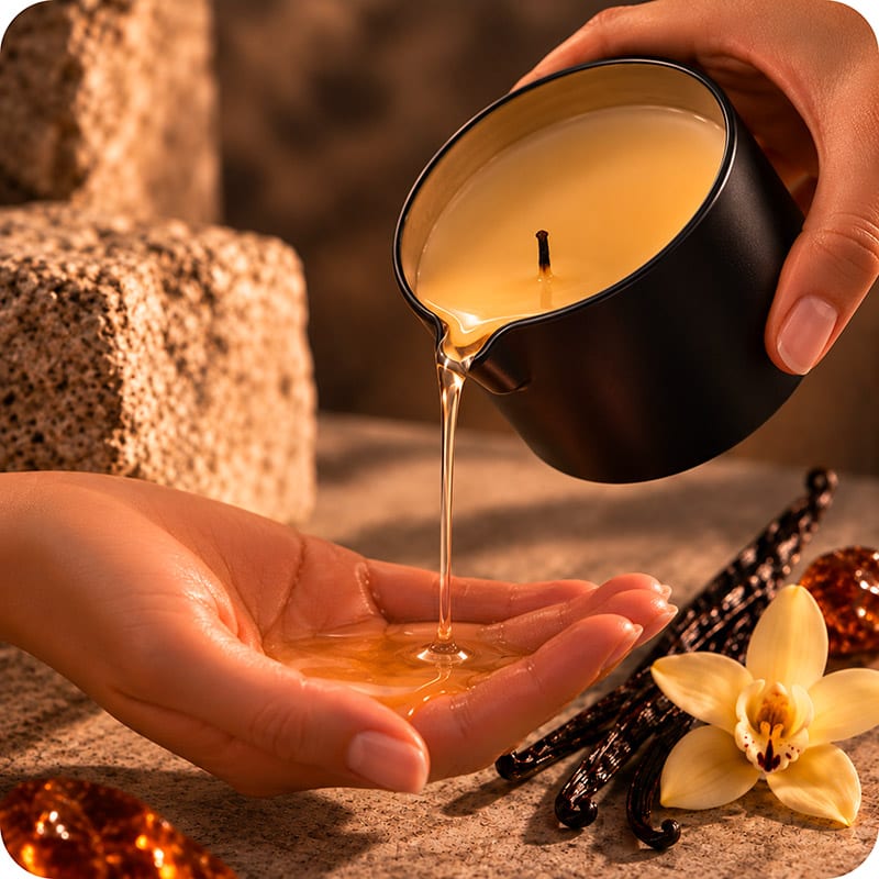 KissKiss Kandle | Massagekerze mit Amber- und Vanilleduft
