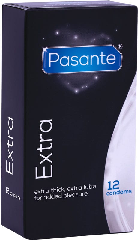 Pasante Extra | 12 préservatifs transparents, épais et extra lubrifiés