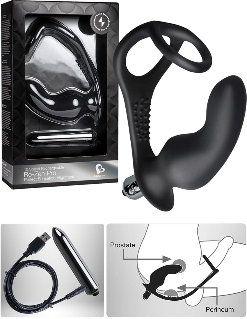 Rocks-Off RO-ZEN Pro - Double anneau pénien & stimulateur anal