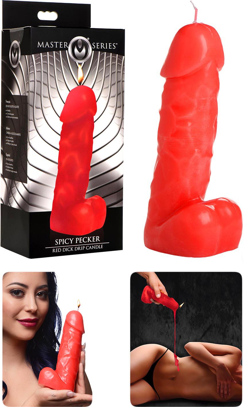 Master Series Spicy Pecker | Kerze, die einen Penis darstellt | BDSM-Spiele
