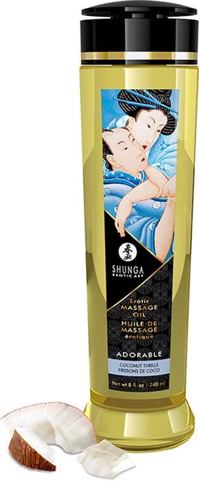 Shunga Adorable | Huile de massage érotique | Frissons de Coco