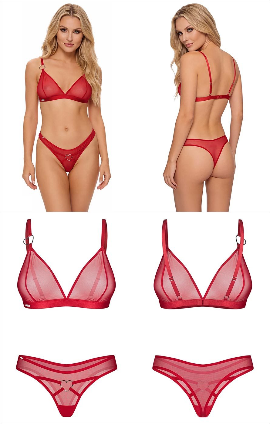 Obsessive Crimessa | Sinnliches Set aus rotem Tüll mit Herzverzierung