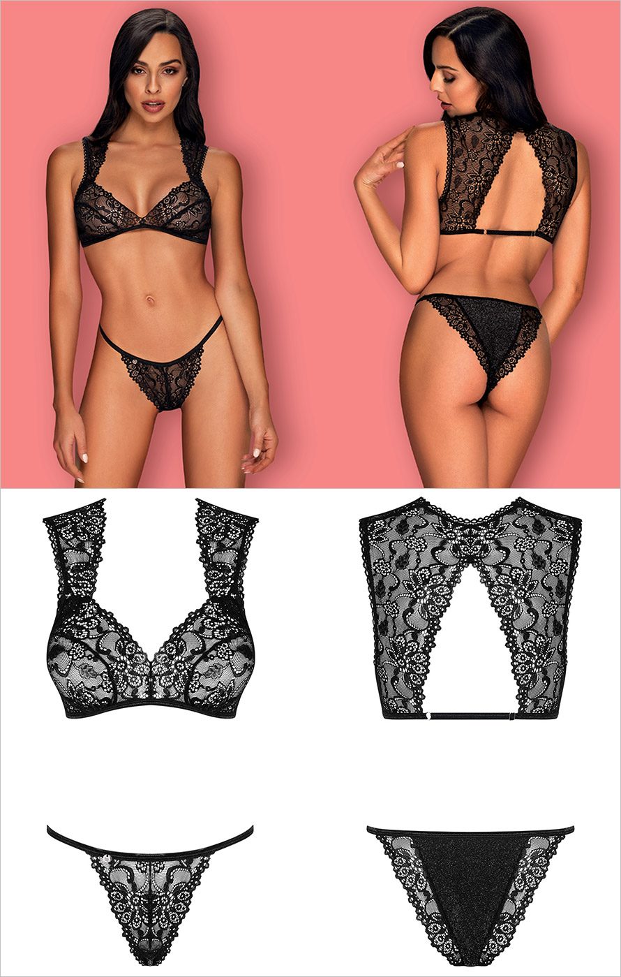 Obsessive Elisetta | Ultrasexy Set aus florale Spitze und Lurex