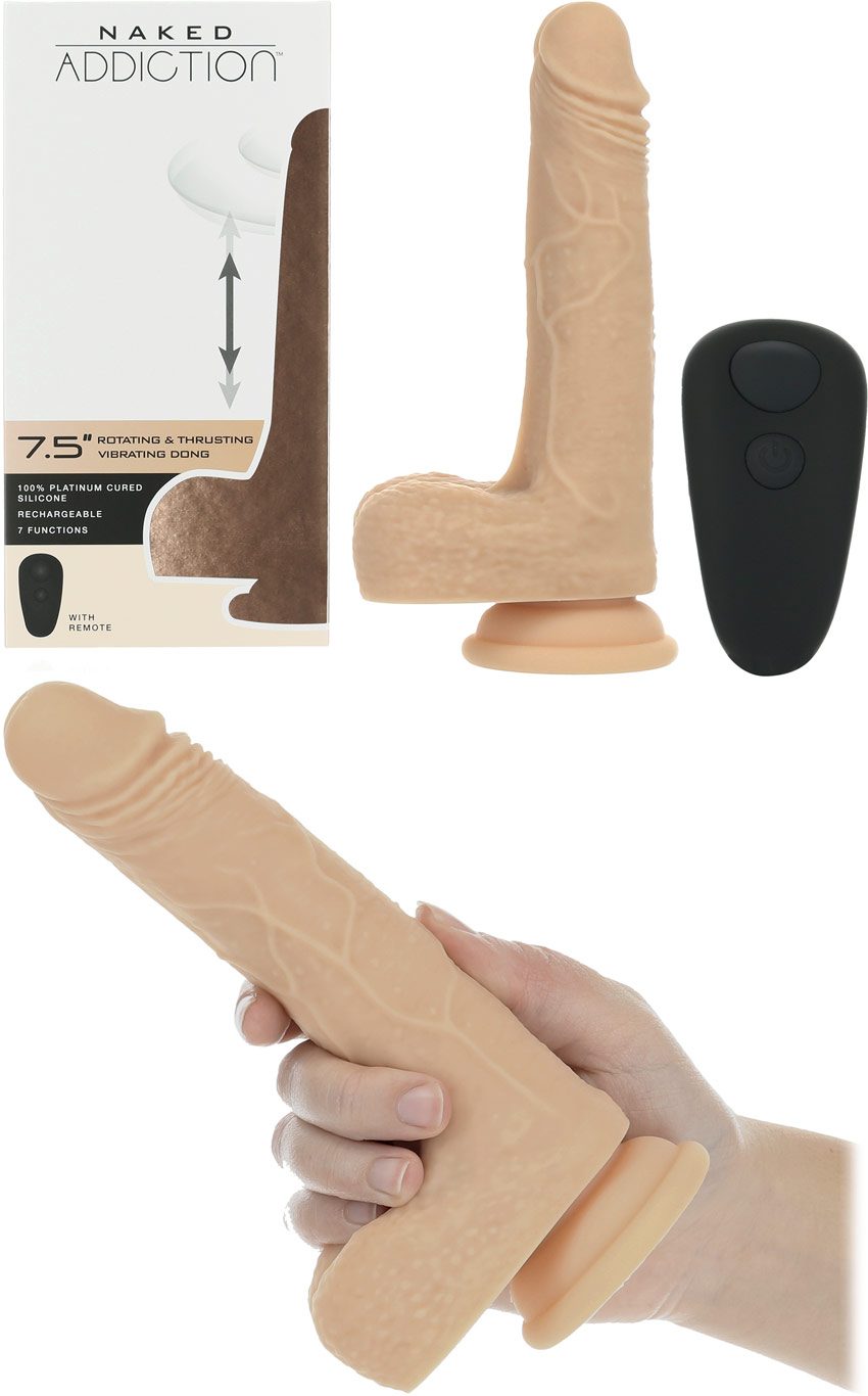 Naked Addiction | Dildo rotatif, propulsif et vibrant | 13 cm
