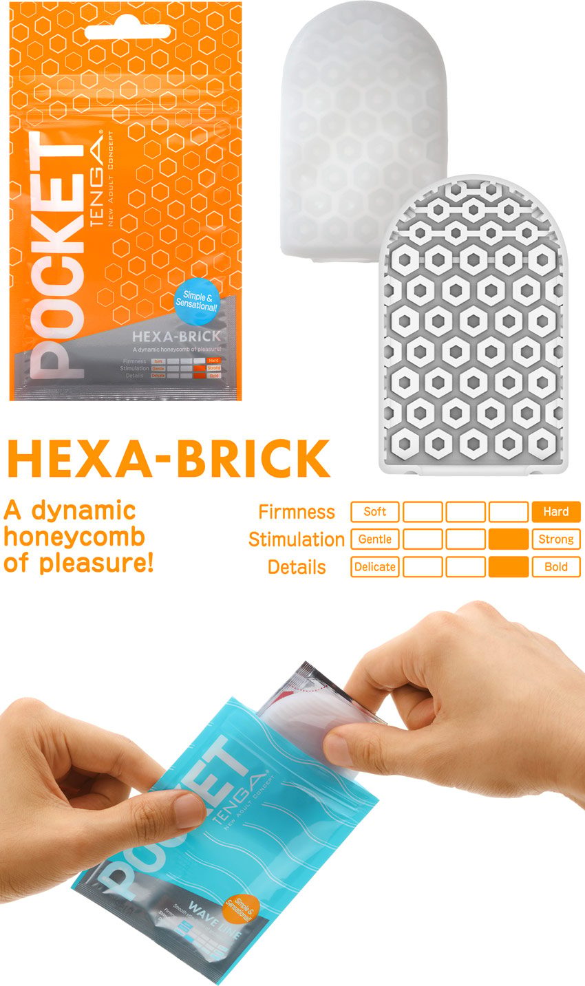 Tenga Pocket Hexa-Brick | Masturbateur pour homme | Ultra-compact