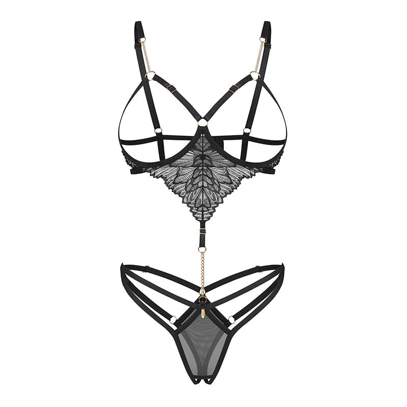 Obsessive Matildea Black | Teddy ouvert élégant et sophistiqué