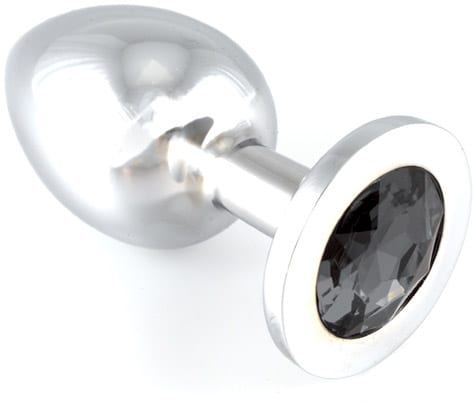 Plug anal en métal avec cristal - Noir (L)