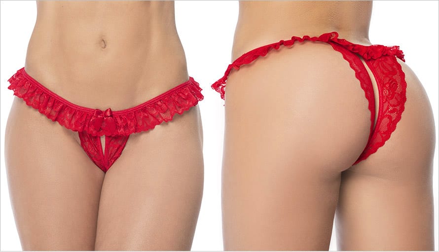 Mapalé Peek-a-boo 119 | Panty ouvert avec volant en dentelle