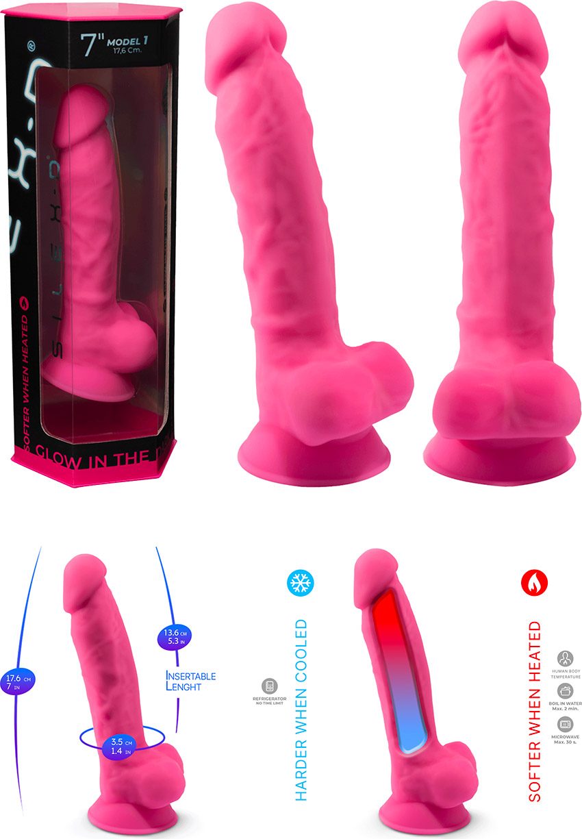 Silex-D Model 1 7" | Dildo phosphorescent réaliste rose doté d'une ventouse