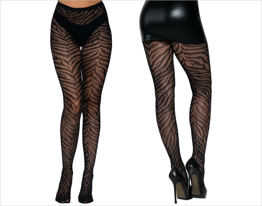 Leg Avenue 9722 | Collant en résille noire avec motifs zébrés
