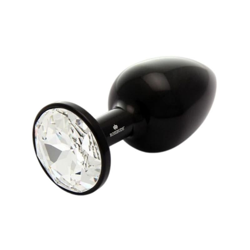 Plug anal Rosebuds Aluminium - Noir & transparent (M)