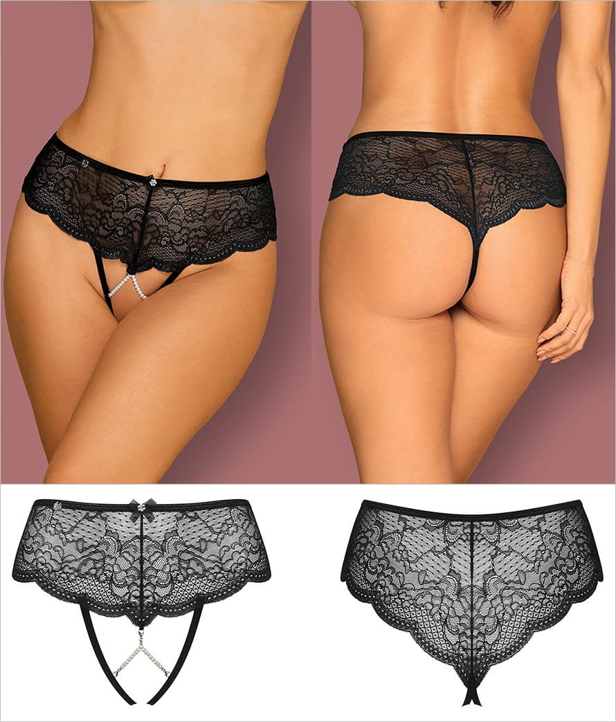 Obsessive Pearlove | Panty en dentelle florale rehaussé de perles