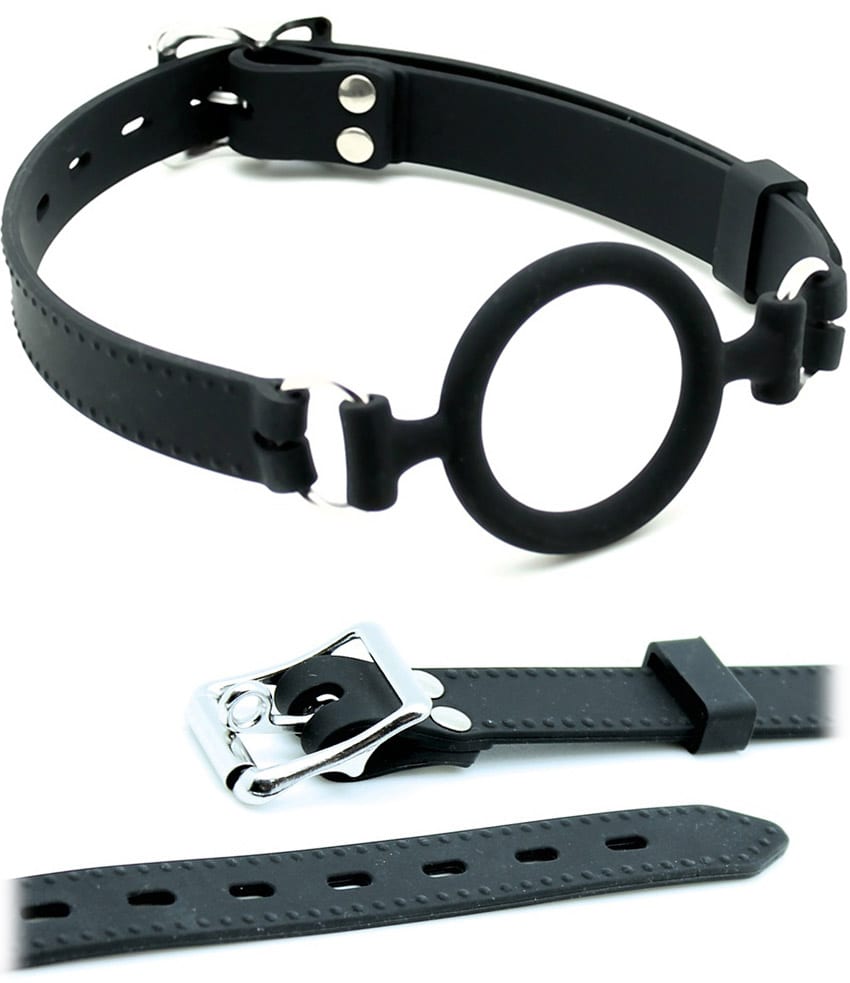 Rimba 9105 | Bâillon en silicone noir avec anneau buccal très élégant