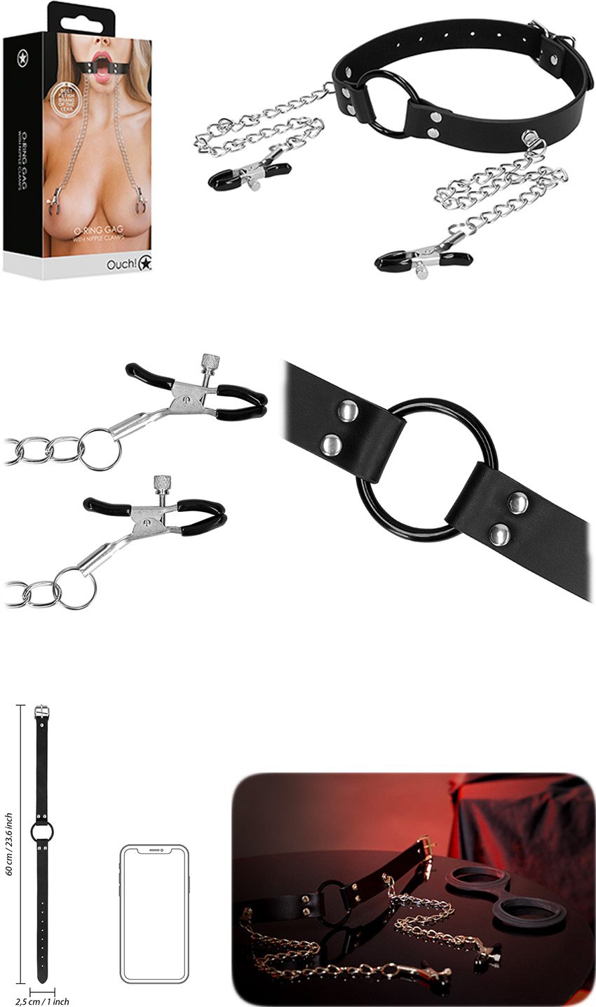 Ouch! | Mundsperrer mit Brustklemmen | BDSM