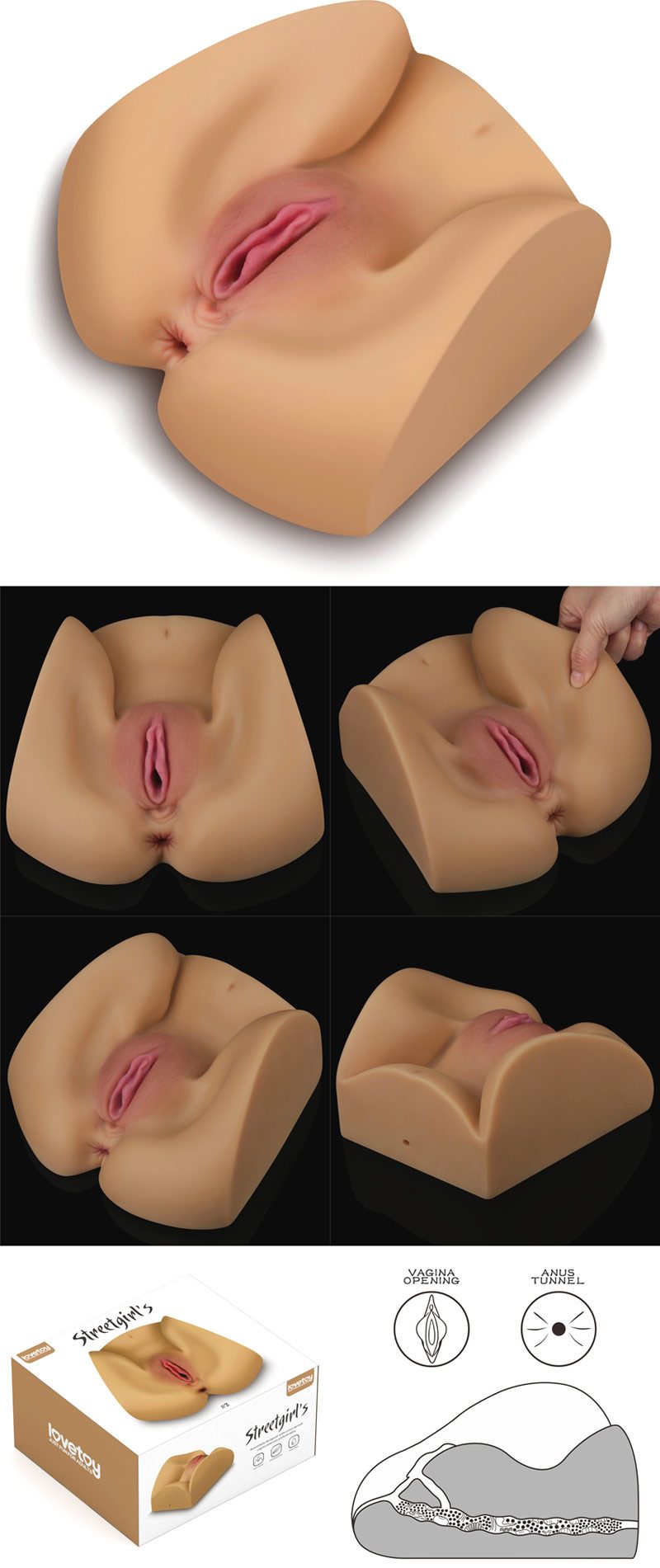 LoveToy Streetgirl's 2 | Äusserst realistischer Masturbator | Vagina + Anus