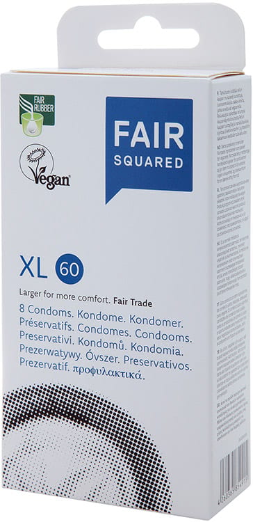 Fair Squared Vegan XL 60 - 8 préservatifs avec un diamètre de 60 mm.