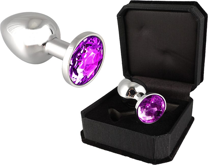 Edelstahl-Anal Plug mit Kristall - Violett (S)