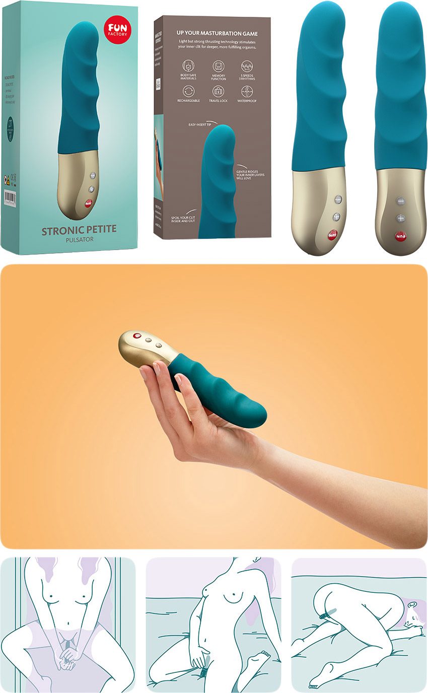Fun Factory StronicPetite | Gewelltes und pulsierendes Sextoy | Blau