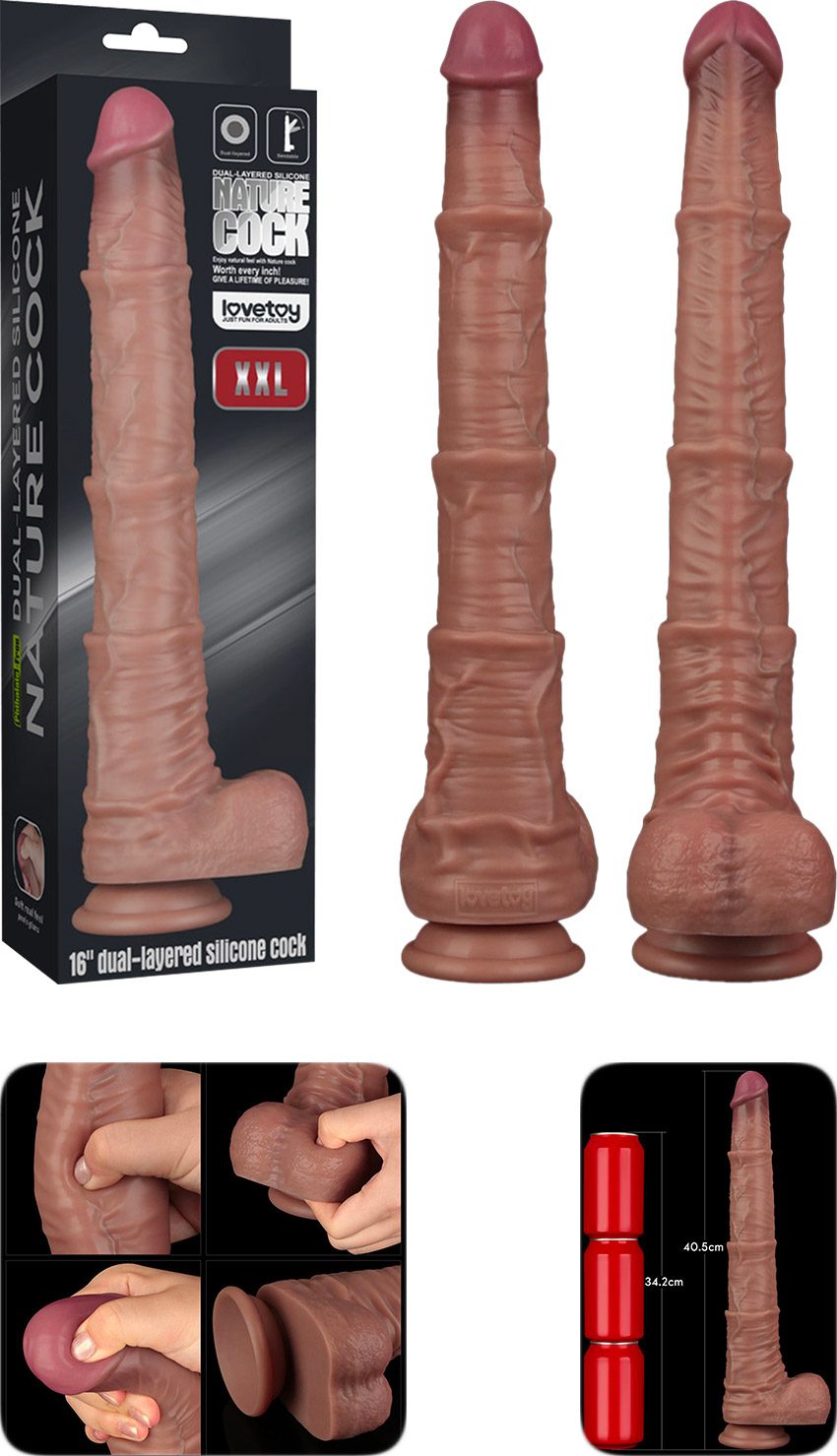 LoveToy Nature Cock | Dildo ultra réaliste double densité | 35.5 cm