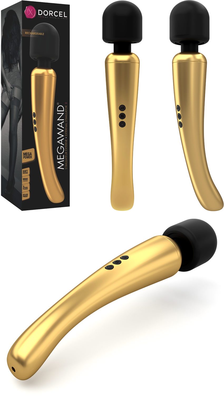 Dorcel MegaWand | Black & Gold Edition | Leistungsstarker Vibrator