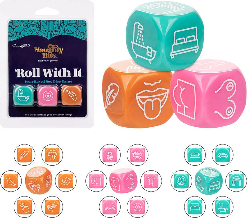 CalExotics Naughty Bits Roll With It | 3 dés coquins actions érotiques