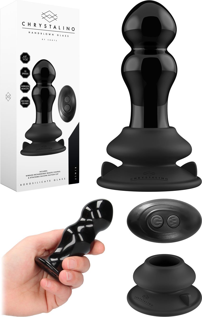 Chrystalino Rimly | Plug anal télécommandé en verre avec ventouse