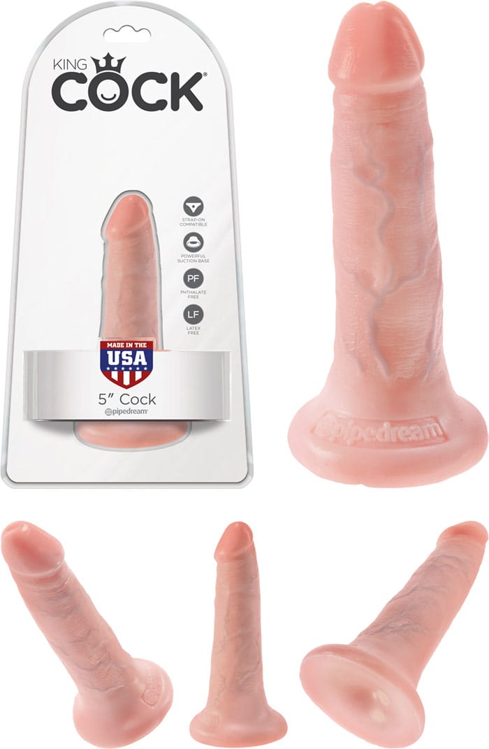 King Cock 5" (12 cm) - Kleiner realistischer Dildo - Beige - KissKiss