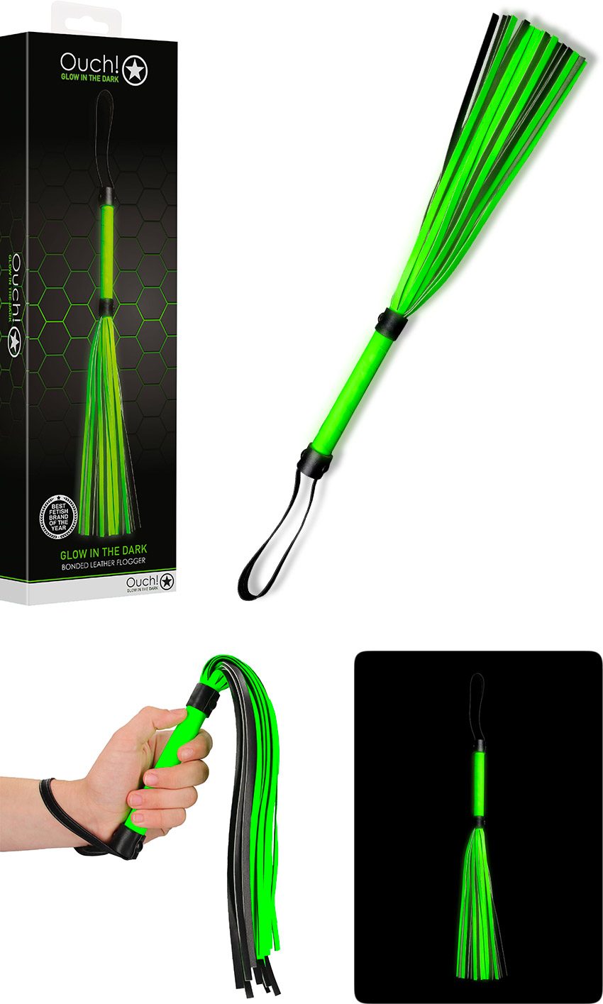 Ouch! Glow in the Dark | Fouet à lanières phosphorescentes