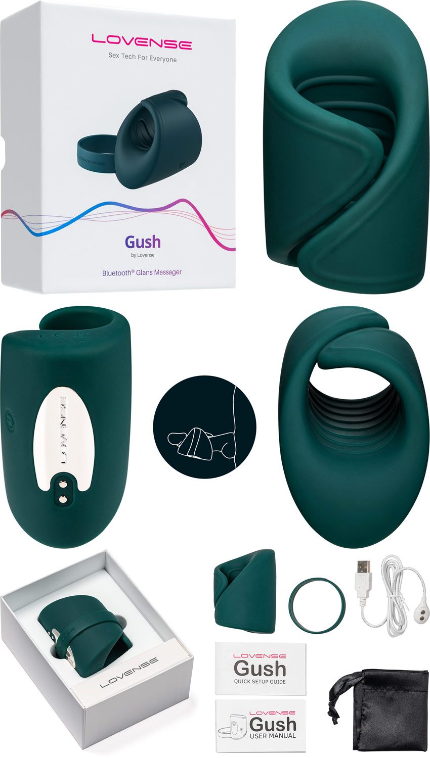 Lovense Gush | Masseur de gland connecté et flexible | iOS/Android