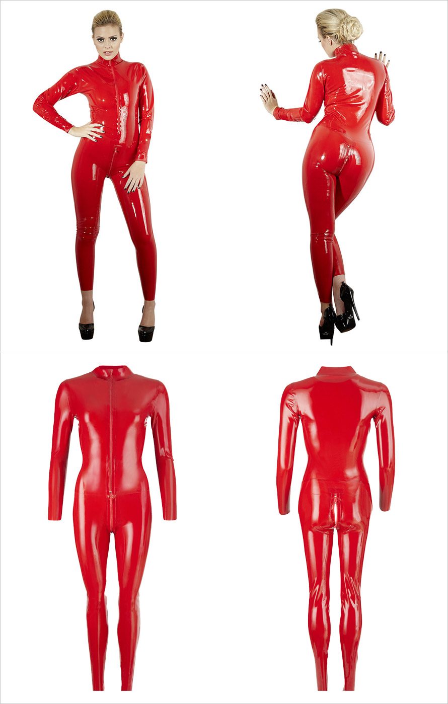 The Late X Collection Enganliegender catsuit aus Latex - Rot