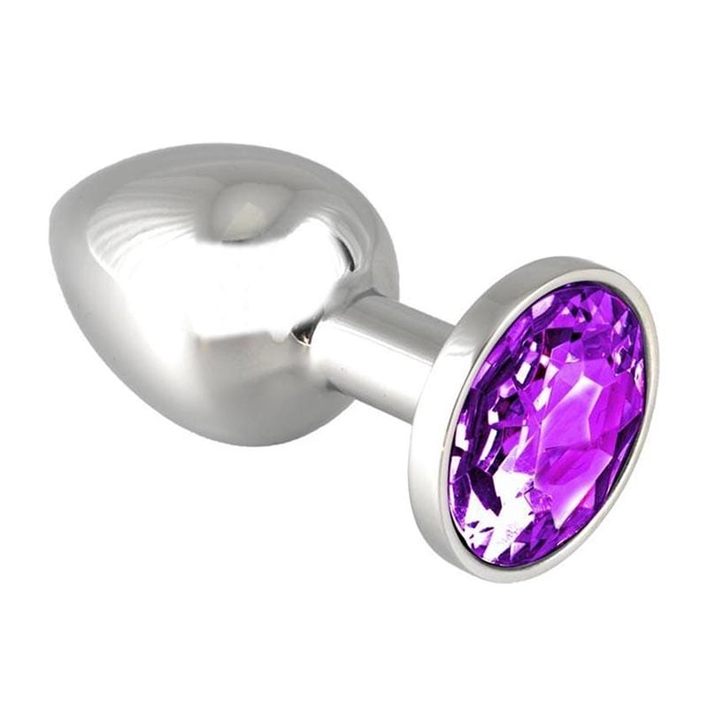 Edelstahl-Anal Plug mit Kristall - Violett (S)
