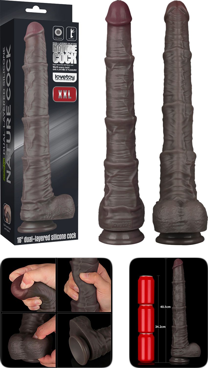 LoveToy Nature Cock | Dildo ultra réaliste double densité | 35.5 cm