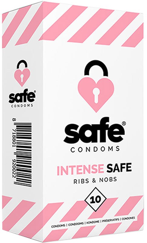 Safe Intense Safe Ribs & Nobs | 10 préservatifs lubrifiés et texturé