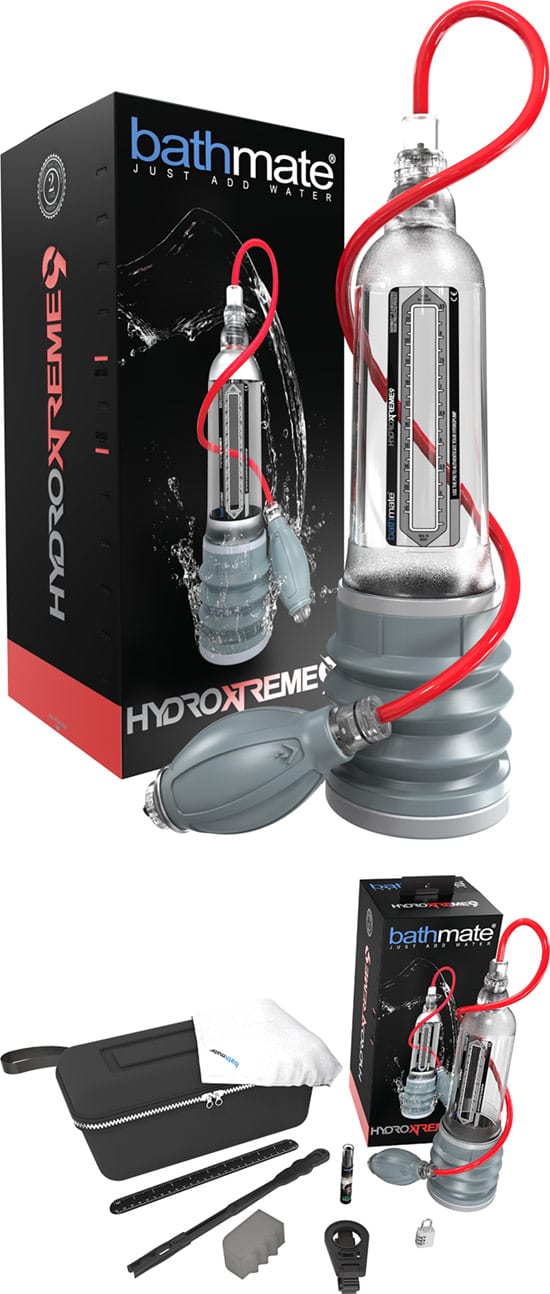 Bathmate HydroXtreme 9 | Pompe à pénis haut de gamme avec accessoires