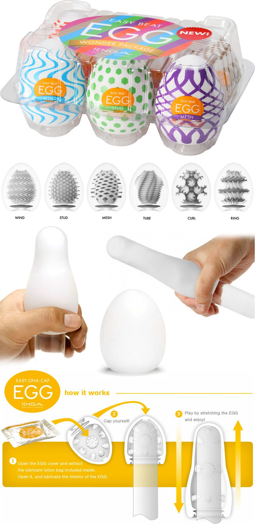 Tenga Eggs | Pack de 6 oeufs de masturbation Tenga | 4ème édition