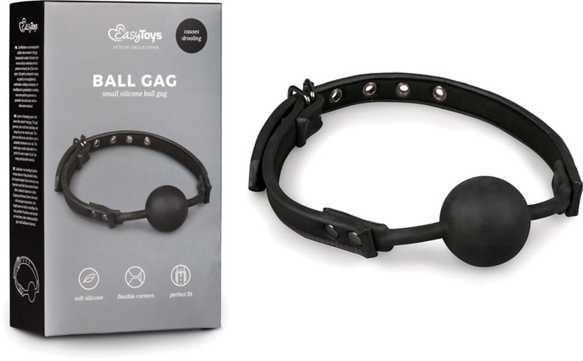EasyToys Ball Gag - Bâillon-boule de petite taille en silicone - Noir