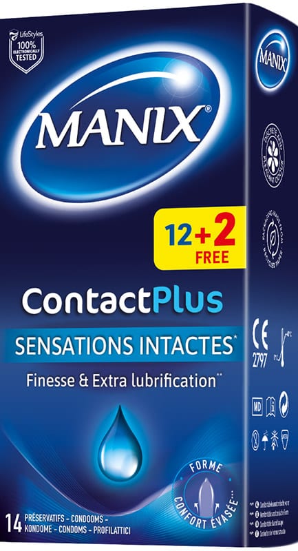 Manix Contact Plus | Préservatif ultra fin et extra lubrifié | 14 pces