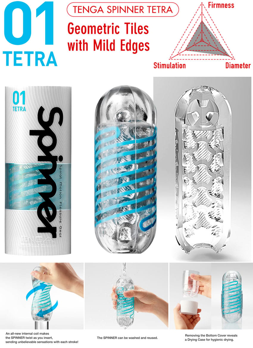 Tenga Spinner 01 Tetra | Masturbator mit rotierender Stimulationshülle