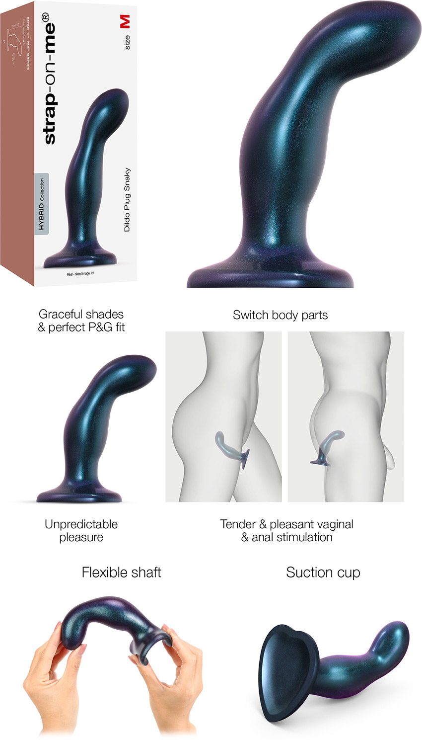 Strap-on-me Snaky | Dildo 2-en-1 en silicone avec ventouse