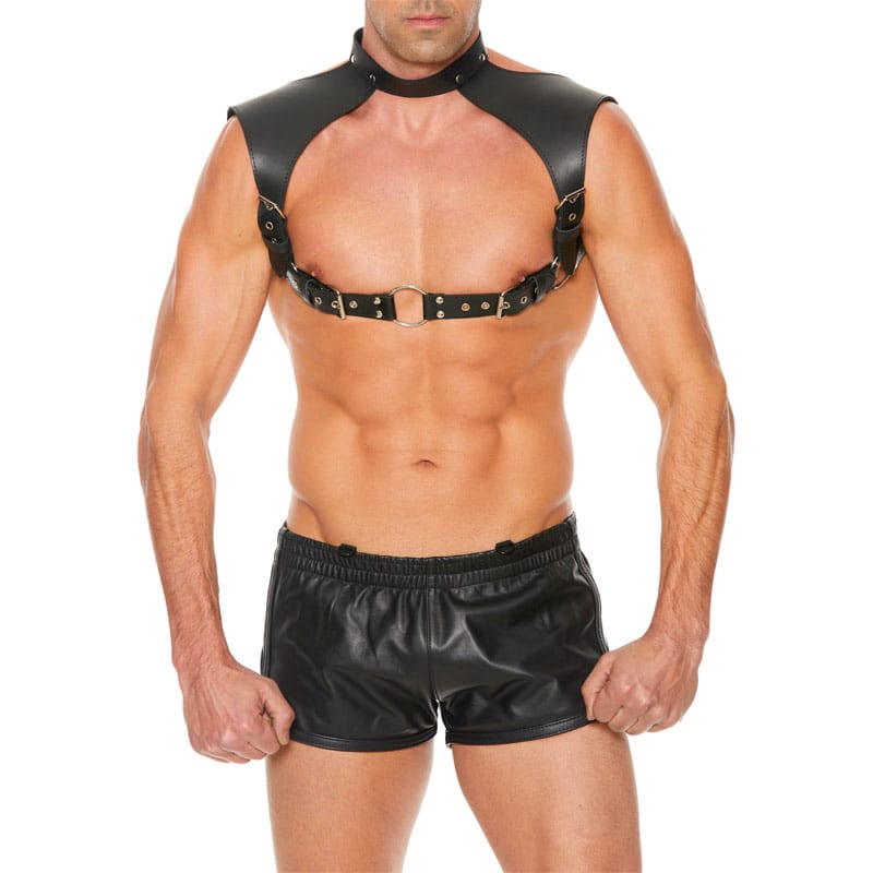 Ouch! Harness für Männer aus Leder in Schwarz – KissKiss