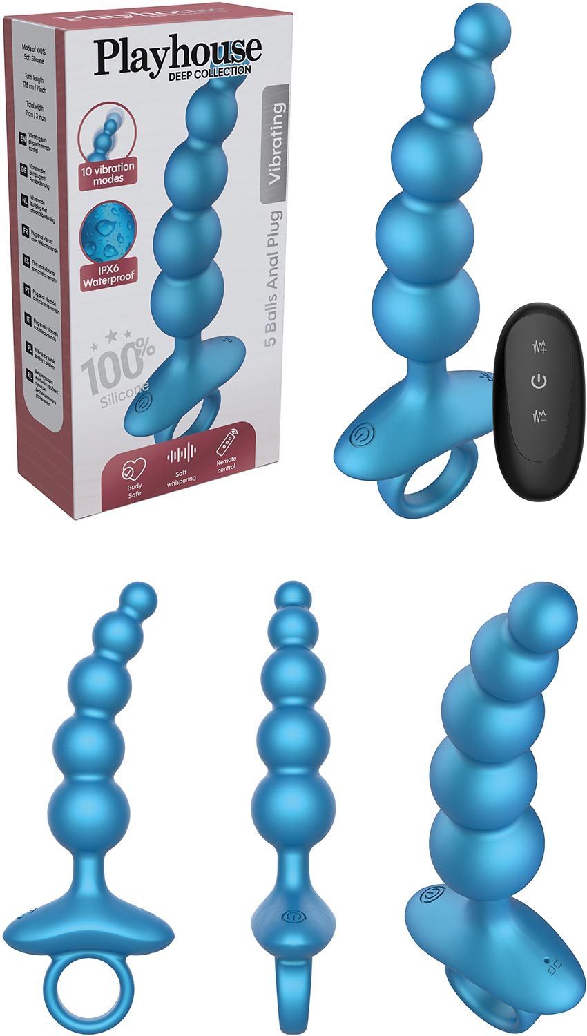 Playhouse 5 Balls | Vibrierende und ferngesteuerte Analkette | 5 Kugeln