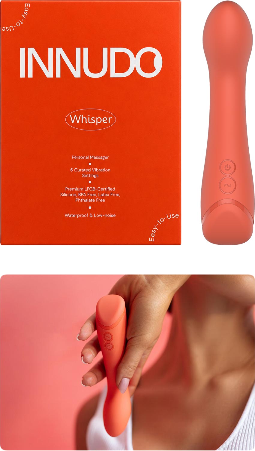 Innudo Whisper | Mini vibromasseur point G silicone doux | Orange