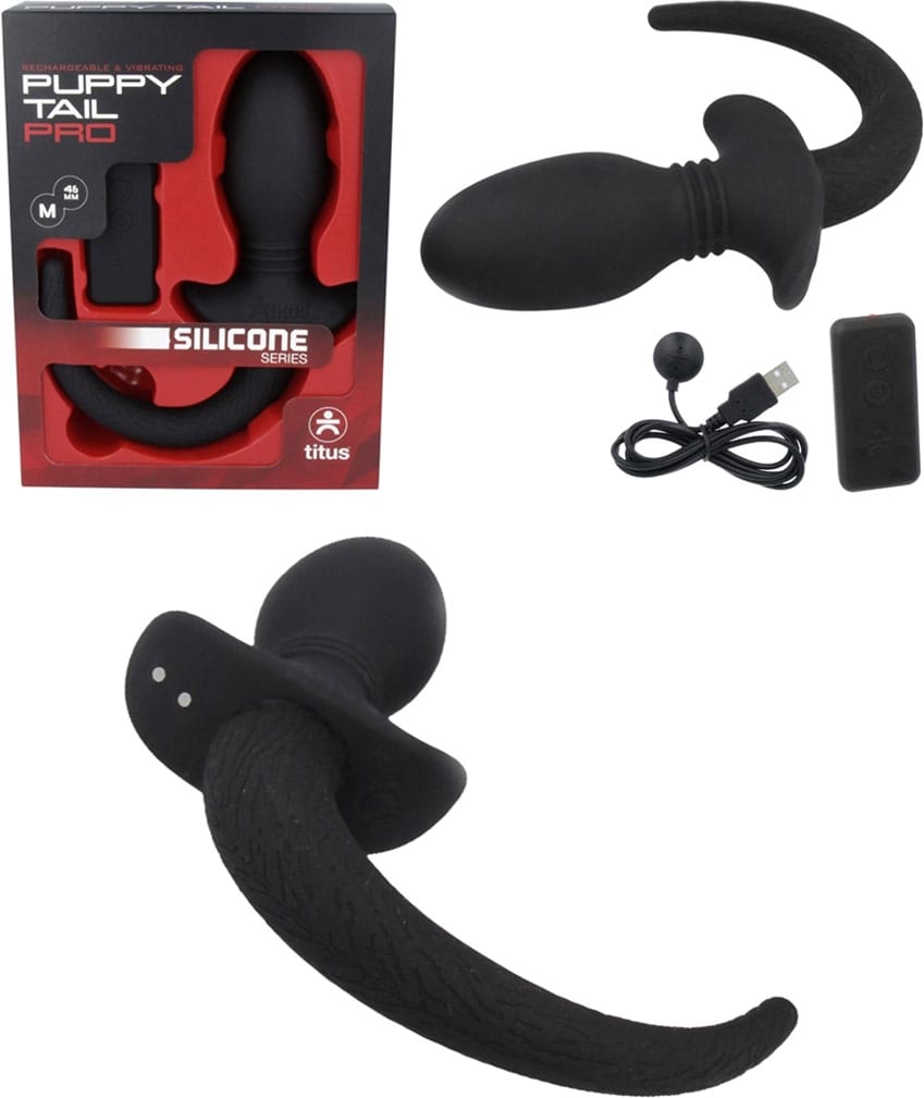 Titus Puppy Tail Pro (M) | Plug anal vibrant en silicone avec queue