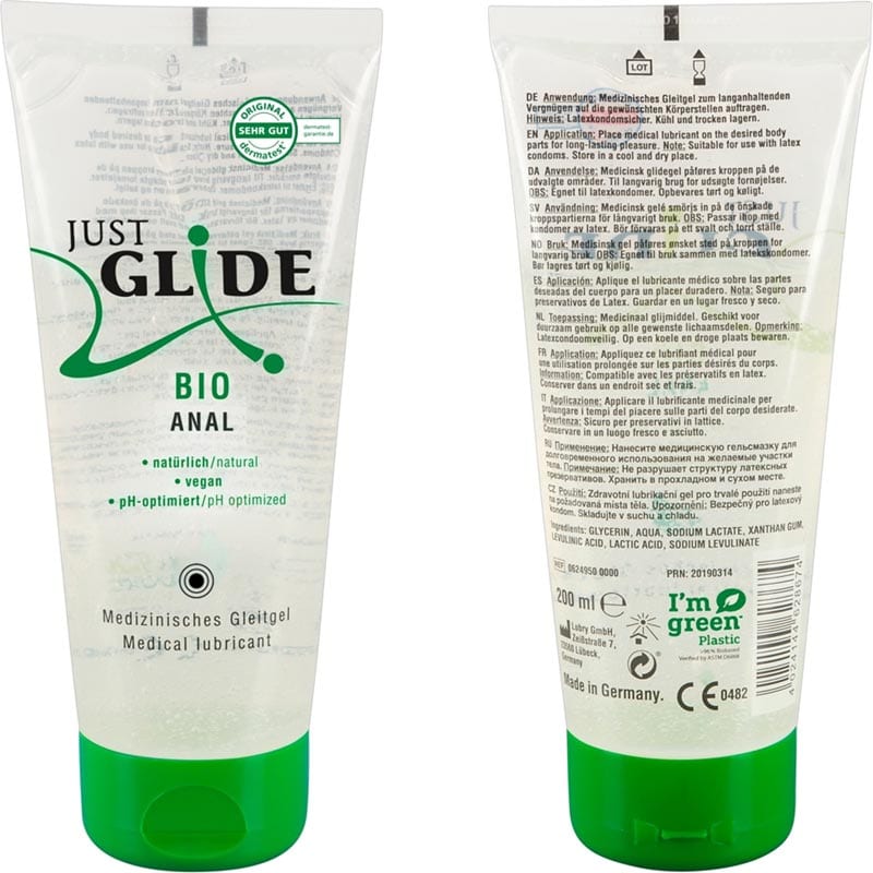 Just Glide BIO Anal | Lubrifiant bio et vegan pour sexe anal | 200 ml